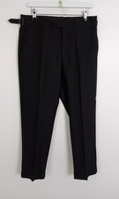 M&S Men's Sartorial Pure Wool Tailored Slim Trousers Black W32" L29" NEW F2