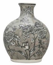 Peony Grey & White Bottle Vase Flower Vase Decor 