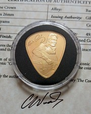 2024 ELVIS PRESLEY Gibraltar Gold Plated Plectrum Crown Coin "The Comeback" COA