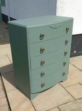 Vintage Painted Beeanese Curve Front Chest of 5 Drawers Mid Century Retro 1960s