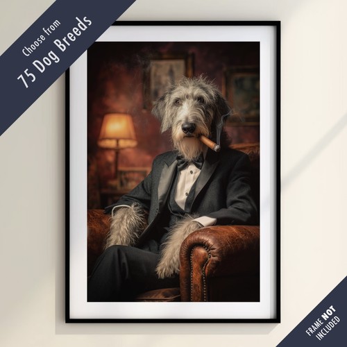 Funny dog smoking - cigar, print