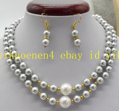 Row 8mm grey shell pearl - 2,