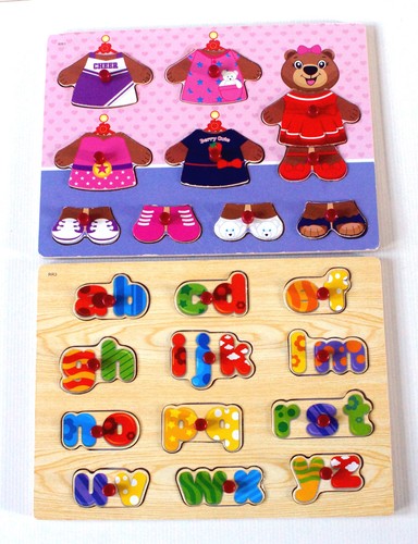 Two wooden shape sorter blocks - wooden,