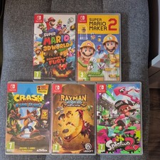 Nintendo Switch Games Bundle X5 Mario Maker 2, Rayman, Crash Splatoon 2 3d world