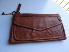 Fossil Brown Leather Zip Cow