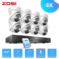 ZOSI 4K 5MP POE CCTV System 8MP NVR Audio Recording Security Camera Night Vision