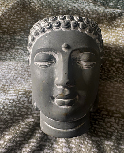 Grey buddha head ceramic tea - buddha,