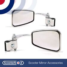 Rectanguler Clamp on Legshield Mirror Vespa Lambretta Scooters LEFT & RIGHT SIDE