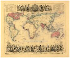 Large Victorian British Empire Throughout the World Antique Colour Map Poster