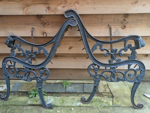 Cast iron bench - iron, -lion's