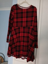 Ladies Red Tartan Dress Size 18 Unbranded New