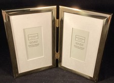 Solid Brass Hinged Standing Double Photo Frame With Mounts