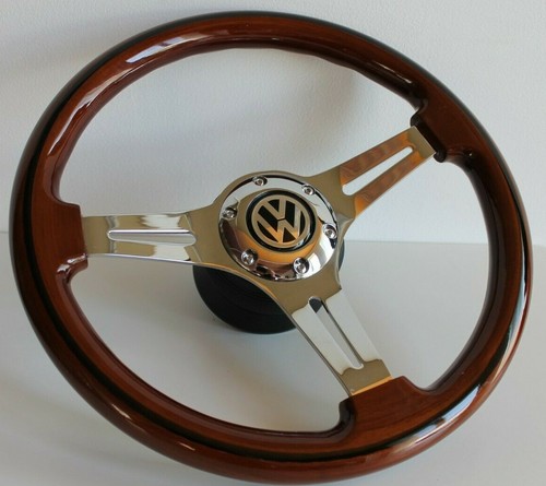 Steering wheel wood - steering, chrome