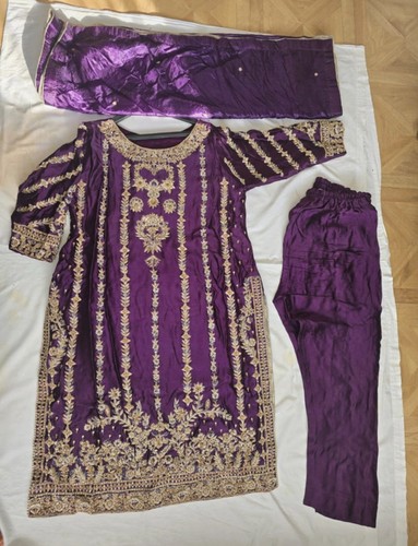 Asian purple fully embroidered - purple,