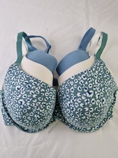 M&S 3pcs Bundle Bras Size 38C Green Leopard Underwired Padded Full Cup New F2