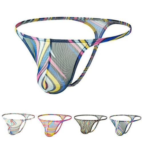 Men print thongs strings - thongs,