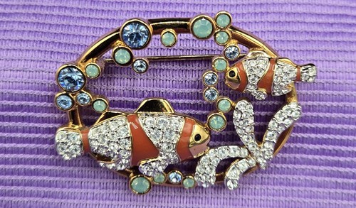 Swarovski clown fish brooch - clown,