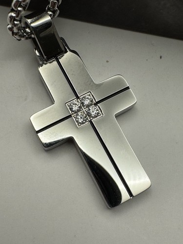 Sterling silver cross with - sterling,