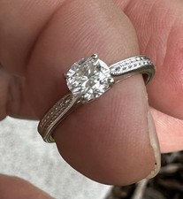 14K White Gold & .64 Carat Diamond Round Brilliant Solitaire Ring Sz 5.25