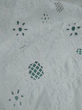 Pale Ivory Heavy Duchess Satin 60" Wide bridle fabric embroidered/cutout petals 