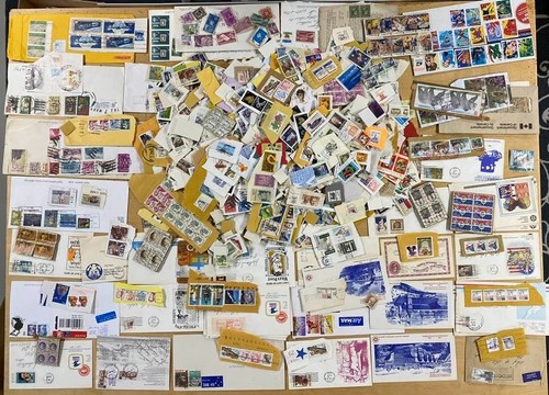 Unsorted stamp collection - stamp,