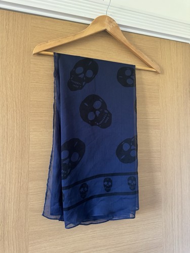 Skull scarf dark blue - skull, (dark