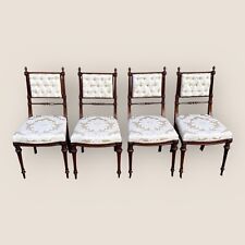 Antique Victorian Carved Mahogany 4 White Dinning Chairs Turner & Son Liverpool