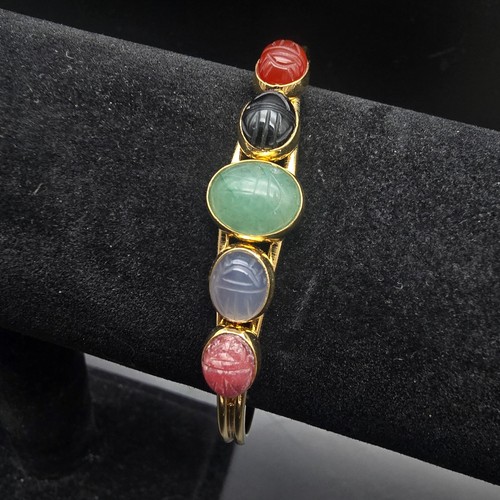 Colorful gemstone scarab cuff - gemstone,