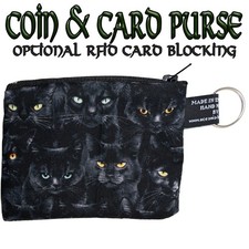 Lucky Black Cat Cats Eyes Coin & Card Purse RFID Protection Stocking Filler