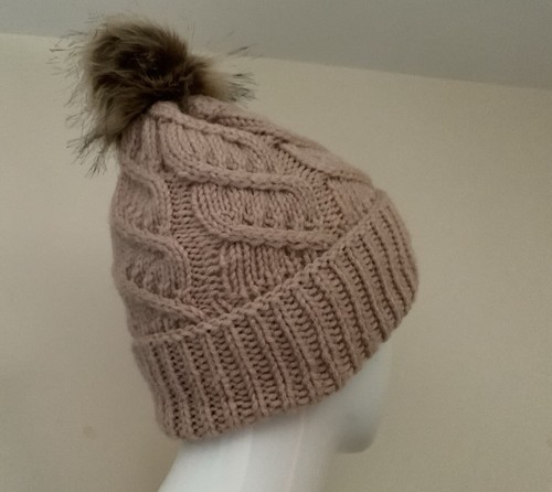 Hand knitted pink cable - hand,
