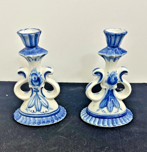 Vintage gzhel candlesticks - gzhel,