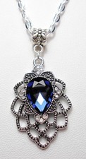 35mm pendant, sapphire glass centre  - 18'' chain   (SH2C2)