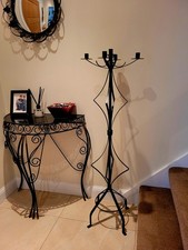 Wrought Iron Candelabra with 5 Candle Holders, 126 Cm Height Black
