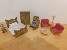 Sylvanian  Families Bedroom Furniture &  2 Chairs with table