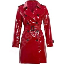 Women PVC Leather Trench Vinyl