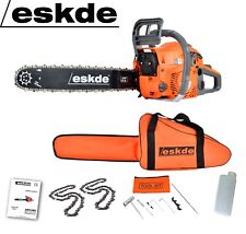 Petrol Chainsaw 58cc 3.4HP Engine 20" Bar 2 Chains Bag Cover Tree Log Wood eSkde