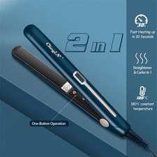 Hair Straightener Curler 2 in1 Salon Styling Nano Ceramic Flat Iron Hairstyling 