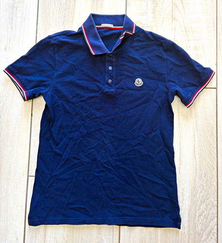 Moncler navy solid piqué polo - navy,
