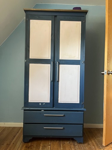Painted blue and - , pine