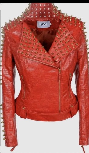 Red jacket studded - red, spiked