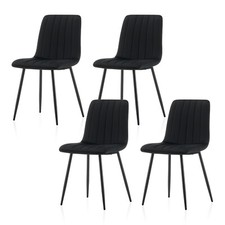 4X Velvet Dining Chairs Metal Legs Dining Room Kitchen Chair Black Grey