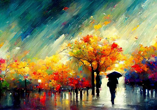 People walking through - , a