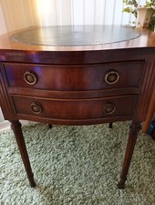 Bevan Funnell Mahogany Two Draw Free standing Occasional Table Leather Top Vgc