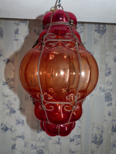 Vintage caged ruby red murano - vintage,