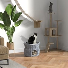 PawHut 2-Tier Wicker Cat House