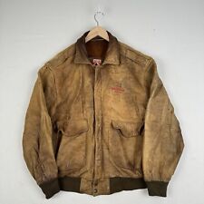 Vintage Disney Mickey Mouse Brown Leather Jacket Flight Bomber Made USA Size L