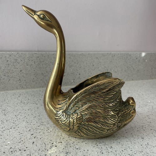 Vintage brass swan - vintage, planter