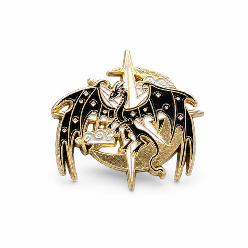 Dragon enamel pin badge moon - pin,