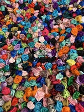 Rose Bud heads,  Satin Ribbon Flowers Rosebuds Flowers Scrapbooking no leaf  100