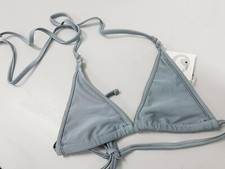 NEW Sheridyn Women Swim Grey Bikini Brazilian Triangle Top Ties Straps Size XS 6